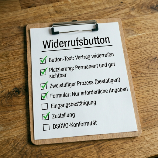 Praxishilfe: Checkliste f&uuml;r Ihren verwendeten Widerrufsbutton