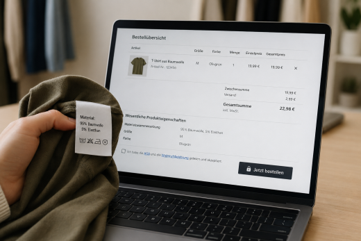 Materialangaben im Checkout: Versteckter Link reicht nicht