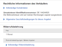 Änderungen im Layout von eBay.de: AGB, Widerrufsbelehrung und Impressumsangaben werden nicht mehr direkt angezeigt